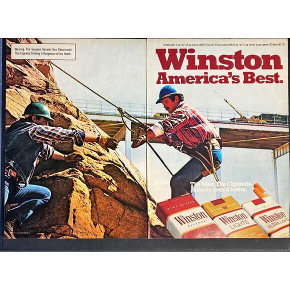 Winston Cigarettes "America's Best: Bridge Construction" 2-page Print Ad 1982 - Picture 2 of 2